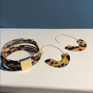 Leopard Print Bracelet and Earring Set